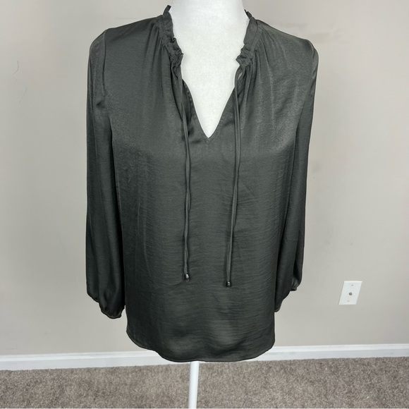 41 HAWTHORN LONG SLEEVE SILKY BLOUSE V-NECK SIZE SMALL CHARCOAL GREY - Picture 5 of 15